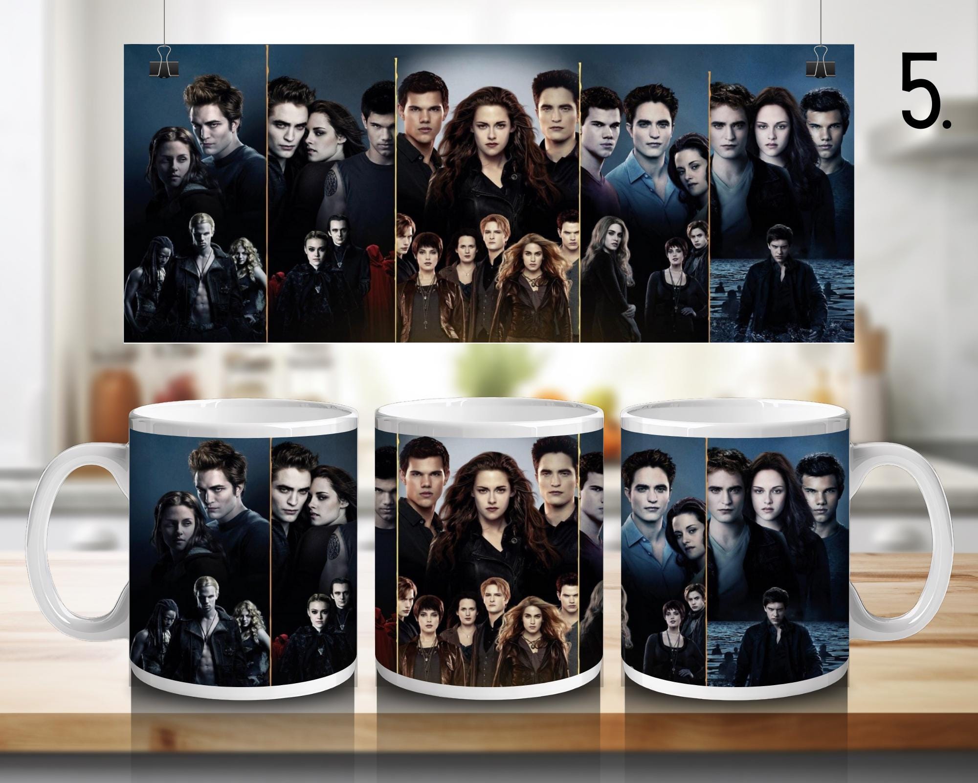 Twilight , Bella Swan, Edward Cullen, Jacob Black, Jasper Hale, Emmett Cullen, Esme, Rosalie Hale, Alice | 100% CERAMIC MUG, 11Oz = 330ml