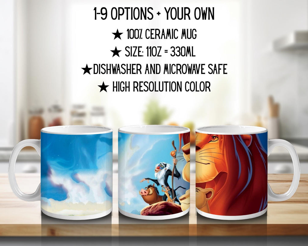 Lion King, Disney Pack, Simba, Nala, Kovu, Timon, Pumpa, Kiara | 100% CERAMIC MUG, 11Oz = 330ml