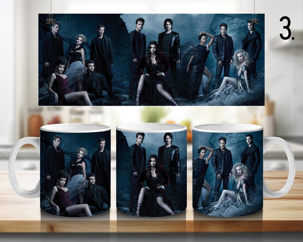 The Vampire Diaries, Damon Salvator, Stefan, Bonnie Bennett, Caroline Forbes, Elena Gilbert, Tyler | 100% CERAMIC MUG, 11Oz = 330ml