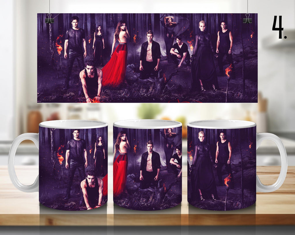 The Vampire Diaries, Damon Salvator, Stefan, Bonnie Bennett, Caroline Forbes, Elena Gilbert, Tyler | 100% CERAMIC MUG, 11Oz = 330ml