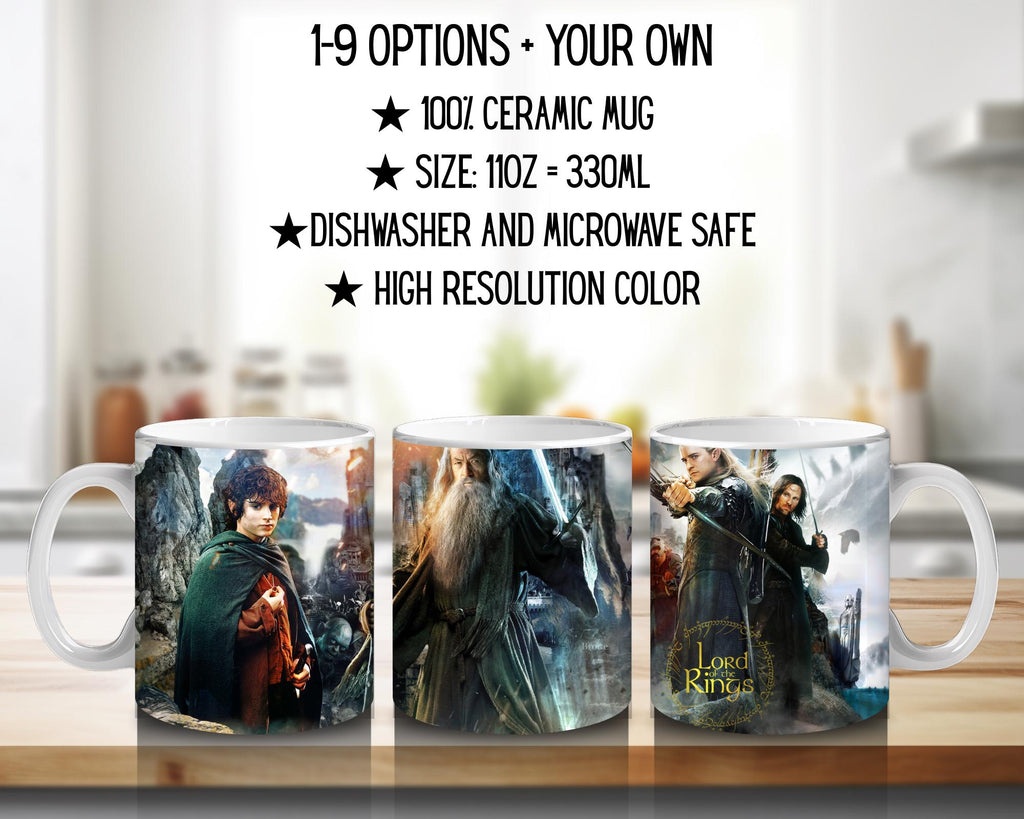 The Lord of the Rings, Frodo Baggins, Samwise Gamgee, Peregrin Took, Meriadok Brandybuck, Bilbo, Legolas | 100% CERAMIC MUG, 11Oz = 330ml