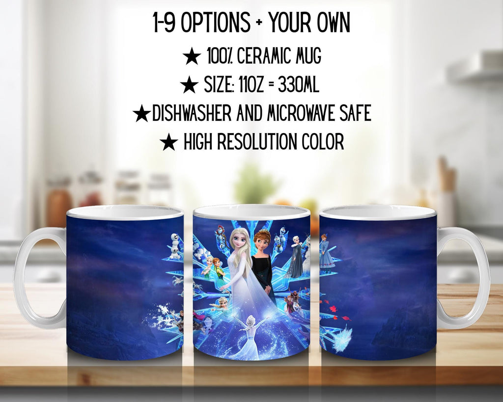 Frozen, Disney Pack, Olaf, Anna, Elsa, Swen, Arendalle  | 100% CERAMIC MUG, 11Oz = 330ml