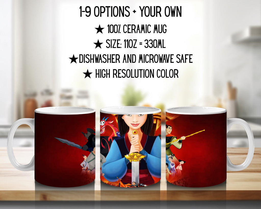 Mulan, Mushu, Li Shang, Disney Pack  | 100% CERAMIC MUG, 11Oz = 330ml
