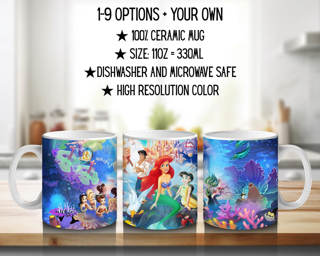 The Little Mermaid Disney Pack, Ariel, Melody | 100% CERAMIC MUG, 11Oz = 330ml