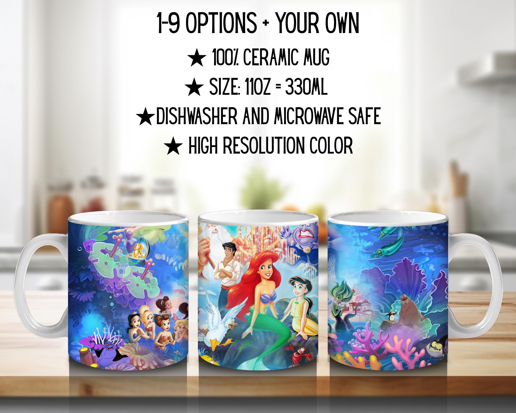 The Little Mermaid Disney Pack, Ariel, Melody | 100% CERAMIC MUG, 11Oz = 330ml