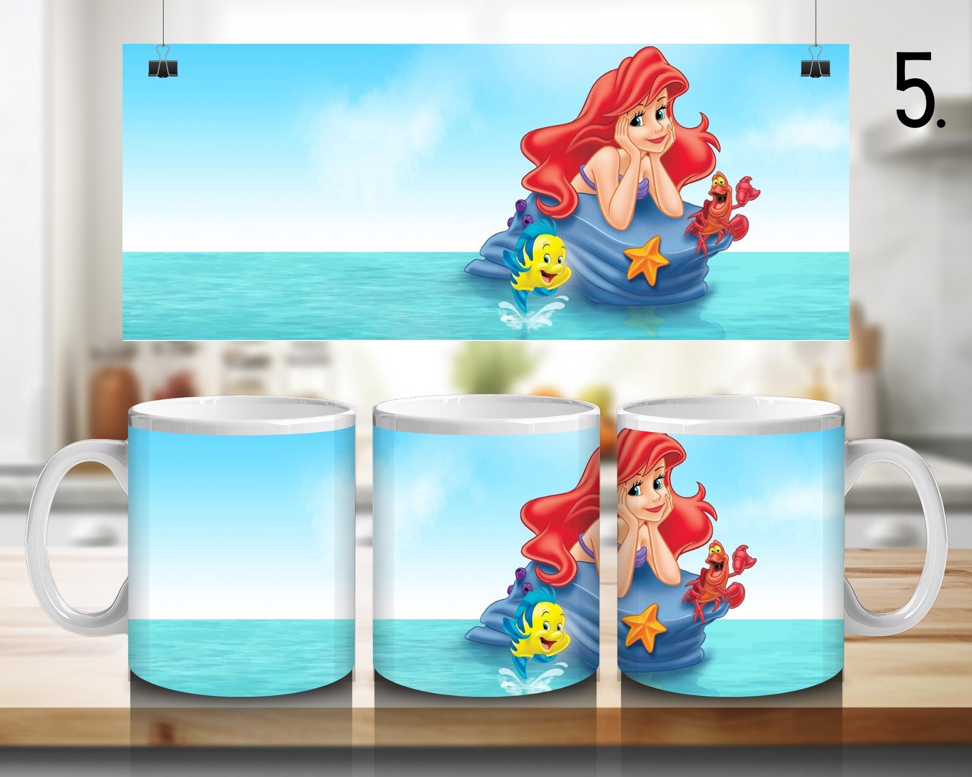 The Little Mermaid Disney Pack, Ariel, Melody | 100% CERAMIC MUG, 11Oz = 330ml