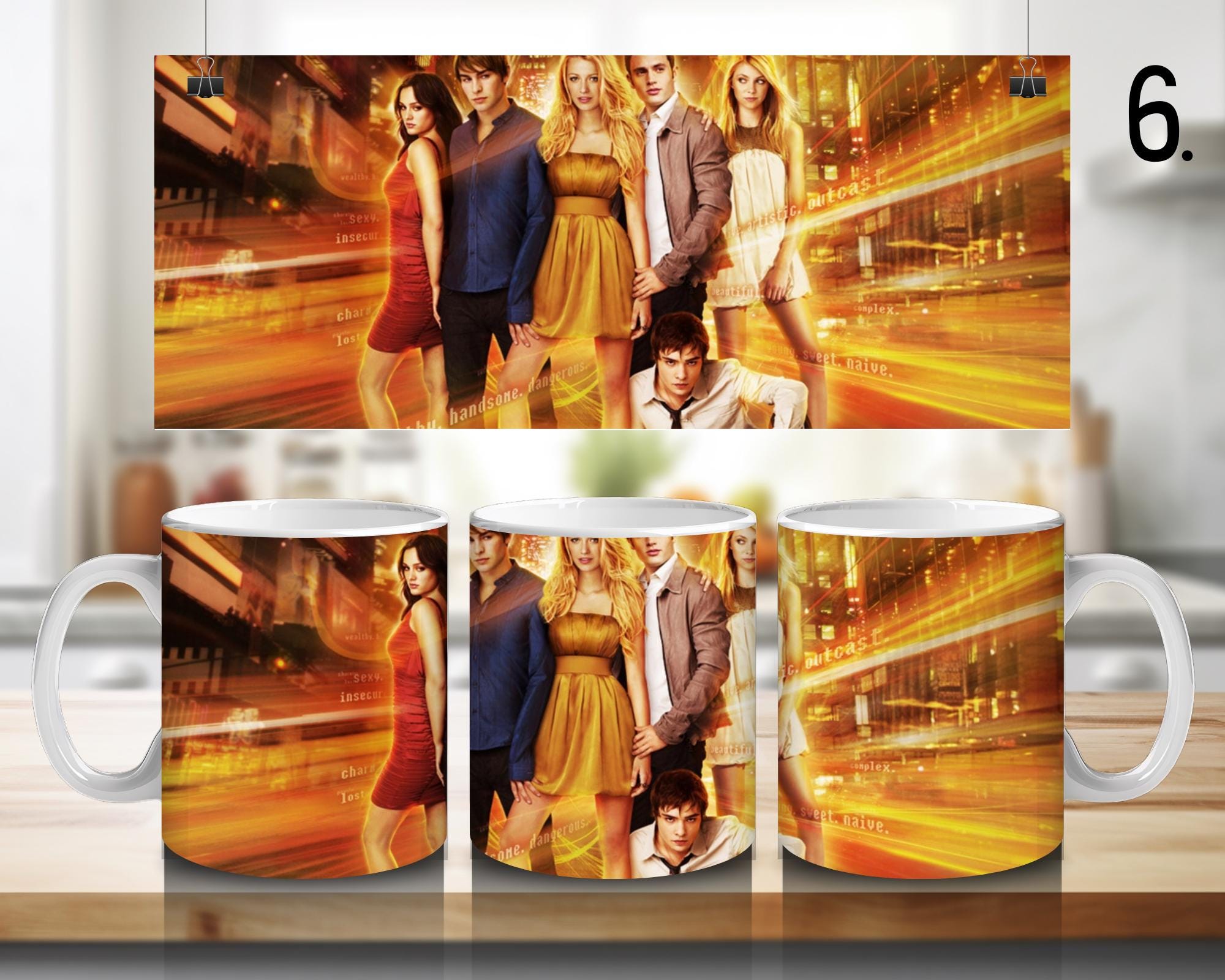 Gossip Girl, Blair Waldorf, Serena van der Woodsen, Dan Humphrey, Nate Archibald, Chuck Bass, Jenny | 100% CERAMIC MUG, 11Oz = 330ml