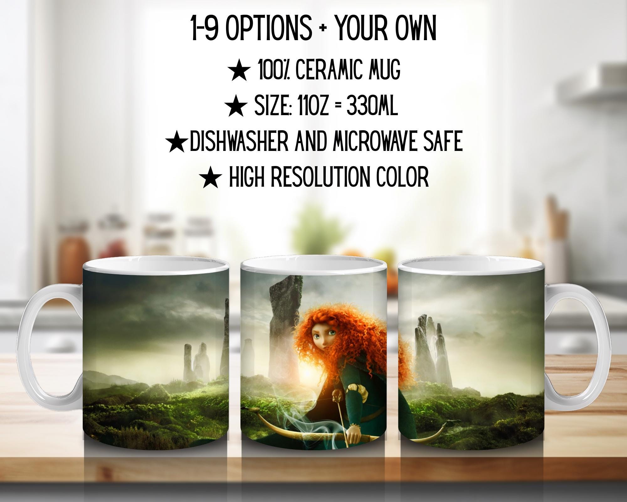Brave, Disney Pack, Bravedisney, Merida, Disneyprincess, Meridabrave | 100% CERAMIC MUG, 11Oz = 330ml