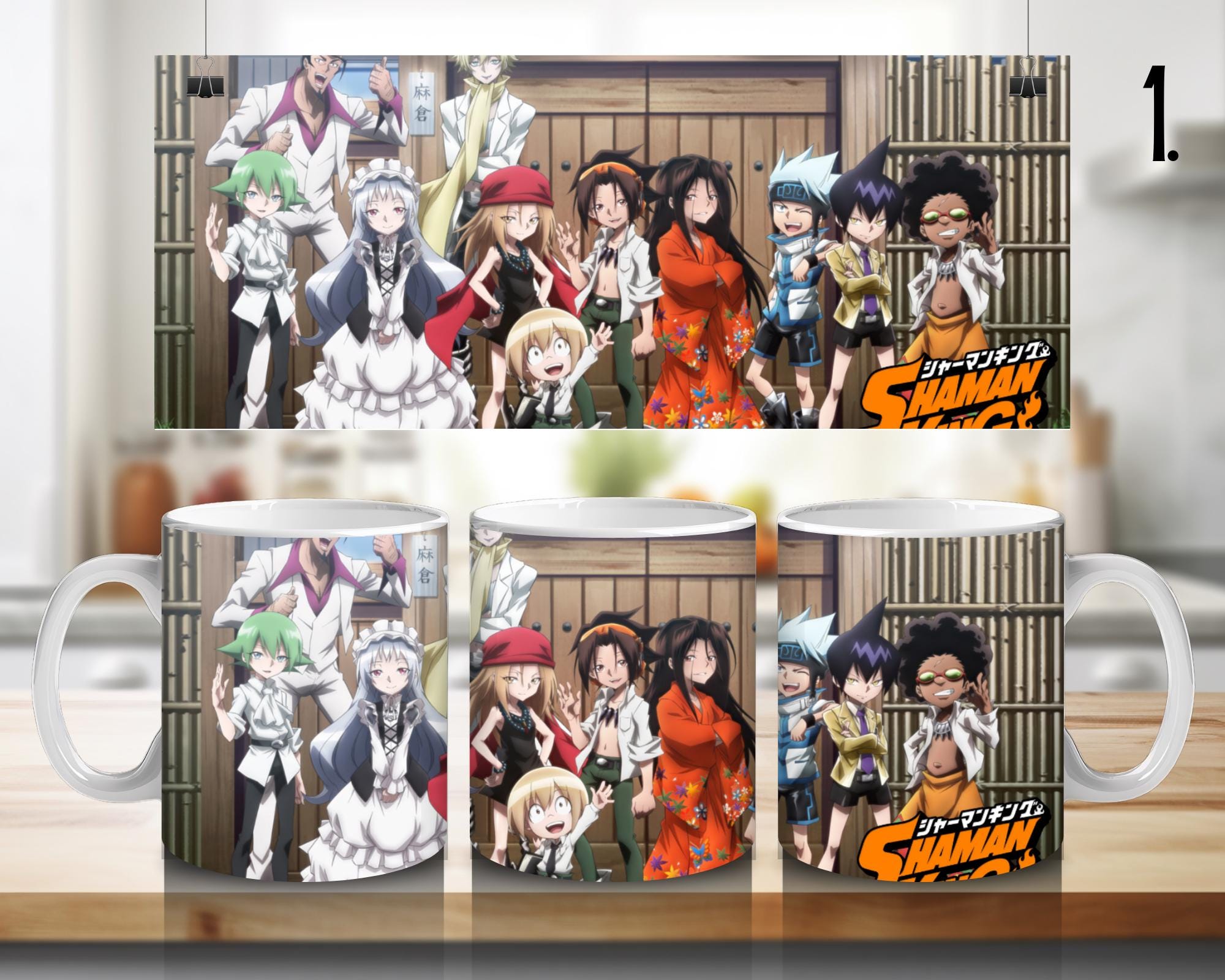 Shaman King, Asakura Yoh, Asakura Anna, Usui Horokeu, Tao Ren, Tao Jeanne, Amidamaru, Manta Oyamada | 100% CERAMIC MUG, 11Oz = 330ml