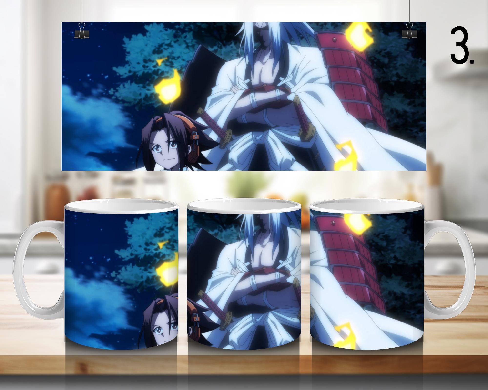 Shaman King, Asakura Yoh, Asakura Anna, Usui Horokeu, Tao Ren, Tao Jeanne, Amidamaru, Manta Oyamada | 100% CERAMIC MUG, 11Oz = 330ml