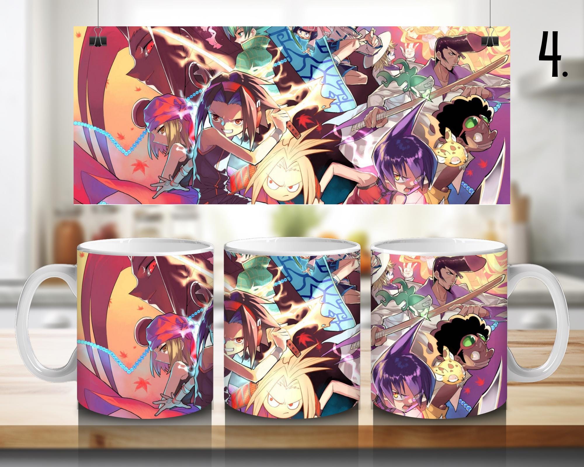 Shaman King, Asakura Yoh, Asakura Anna, Usui Horokeu, Tao Ren, Tao Jeanne, Amidamaru, Manta Oyamada | 100% CERAMIC MUG, 11Oz = 330ml