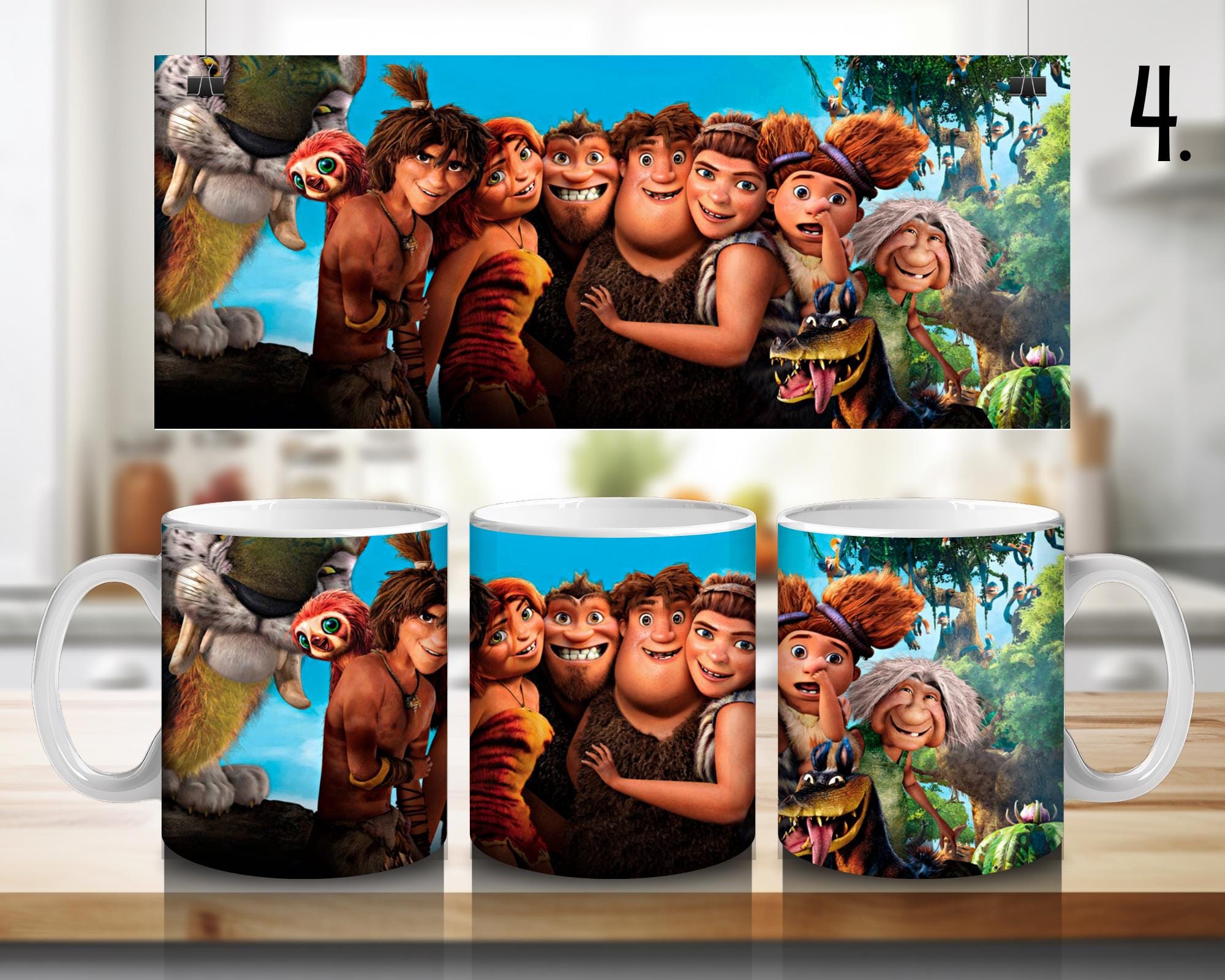 The Croods, Grug, Eep, Guy, Ugga, Thunk, Belt, Sandy, Disney | 100% CERAMIC MUG, 11Oz = 330ml