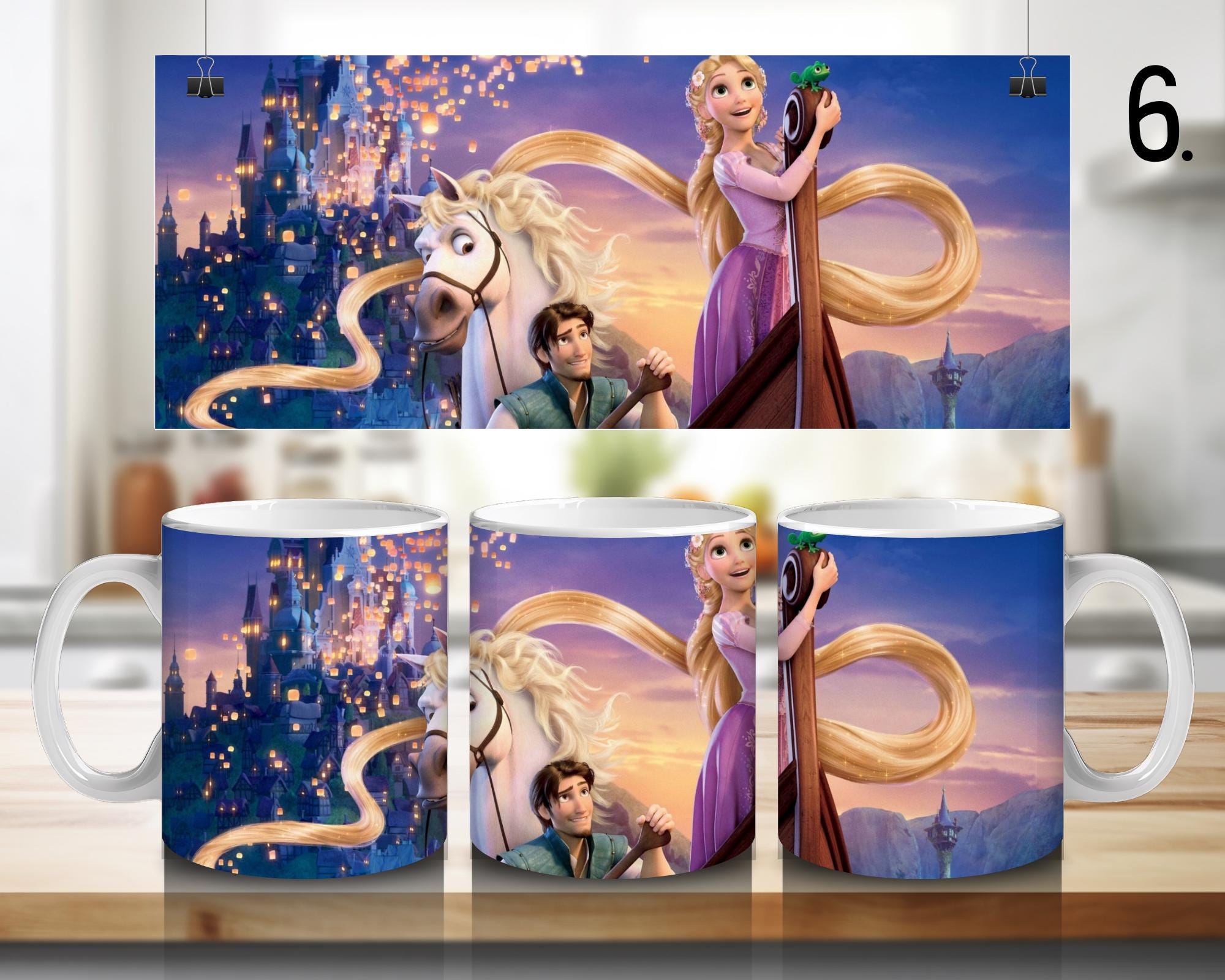 Tangled, Rapunzel, Flynn Rider, Mother Gothel, Pascal, Maximus, Disney | 100% CERAMIC MUG, 11Oz = 330ml