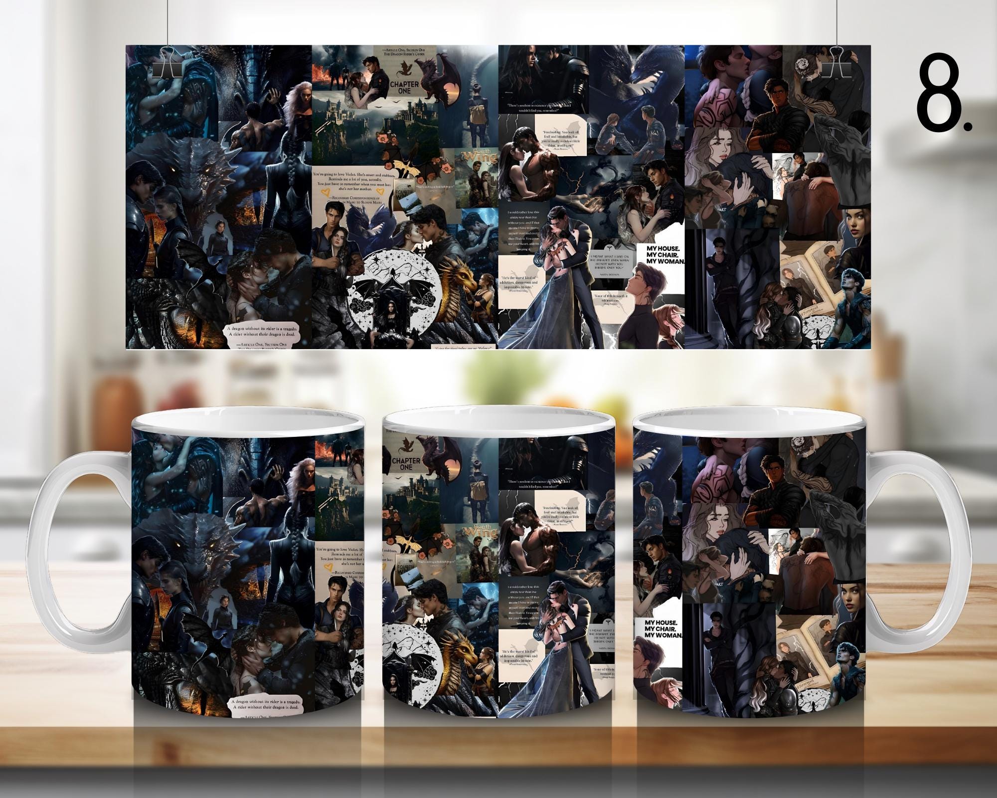 Fourth Wing, Iron Flame, Xaden Riorson, Violet Sorrengail, Tairn, Sgaeyl, Andarna, Basgiath War College | 100% CERAMIC MUG, 11Oz = 330ml