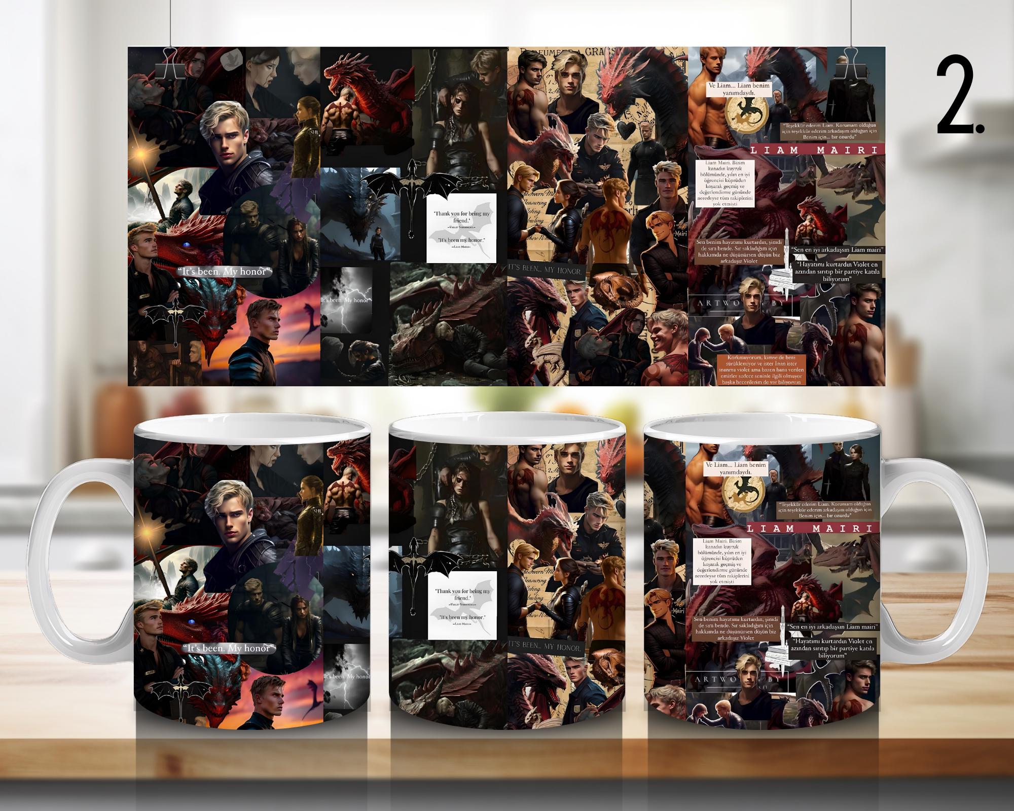 Fourth Wing, Iron Flame, Xaden Riorson, Violet Sorrengail, Tairn, Sgaeyl, Andarna, Basgiath War College | 100% CERAMIC MUG, 11Oz = 330ml