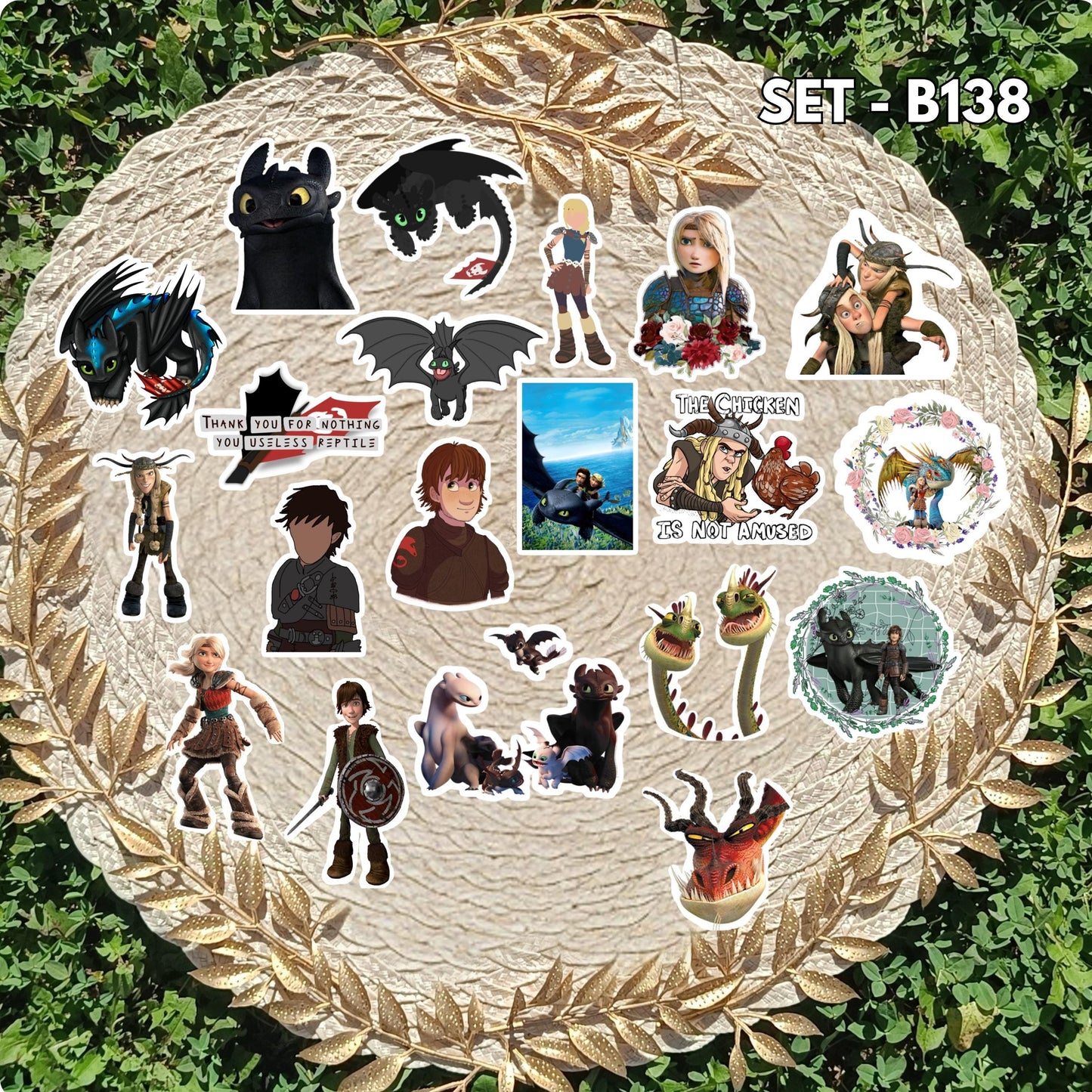 Zestaw naklejek Jak wytresować smoka / How to Train Your Dragon – Szczerbatek i Czkawka