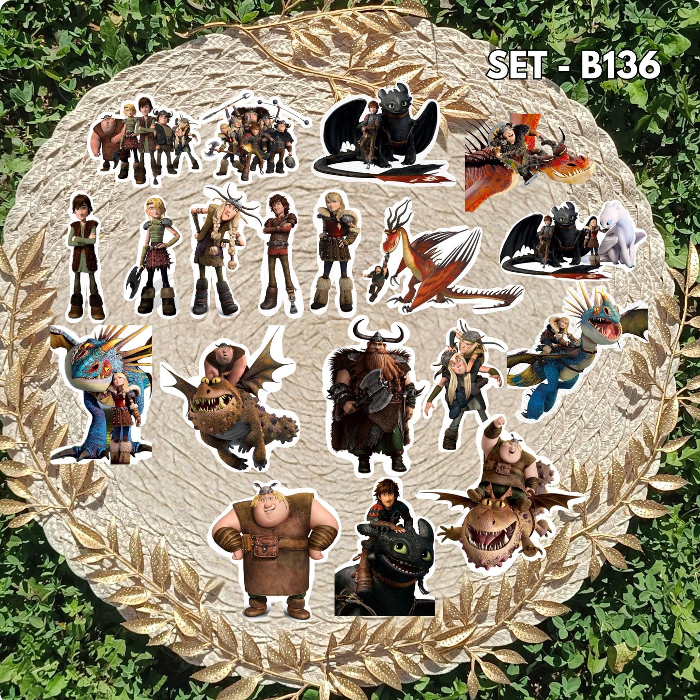 Zestaw naklejek Jak wytresować smoka / How to Train Your Dragon – Szczerbatek i Czkawka