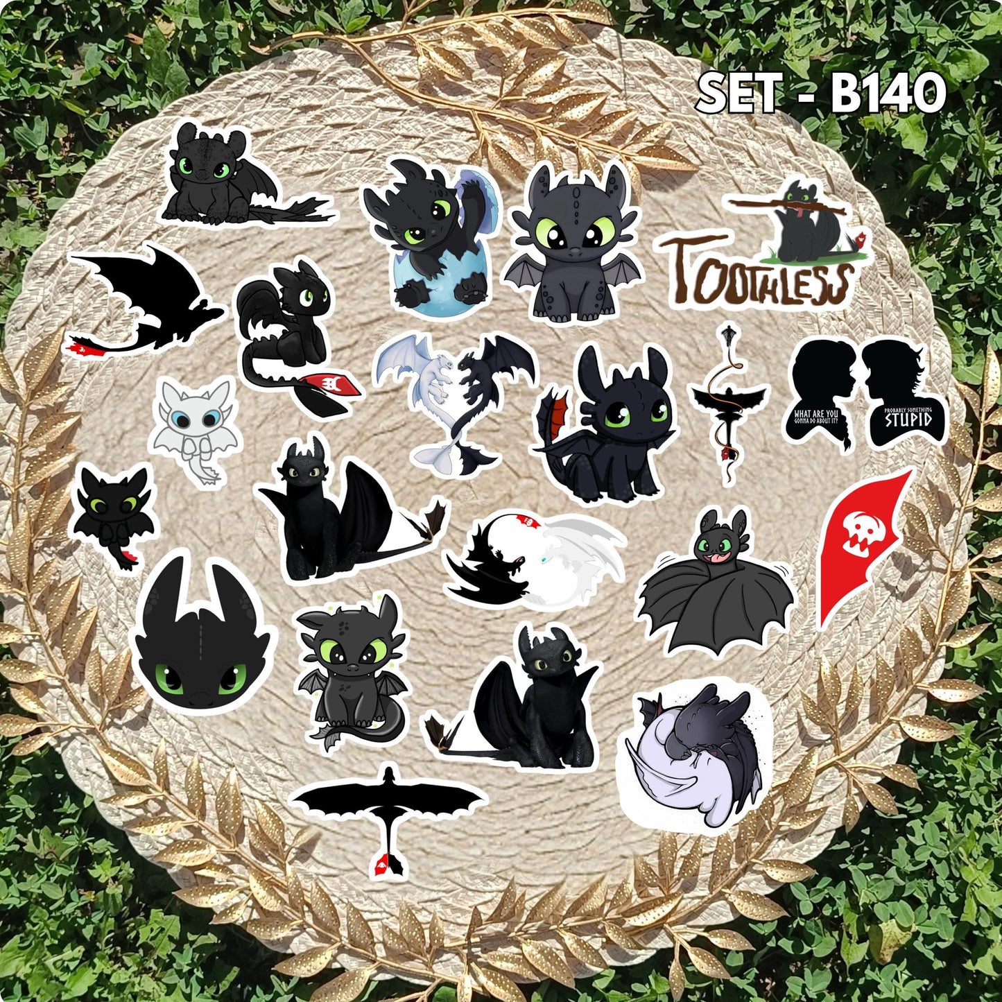 Zestaw naklejek Jak wytresować smoka / How to Train Your Dragon – Szczerbatek i Czkawka