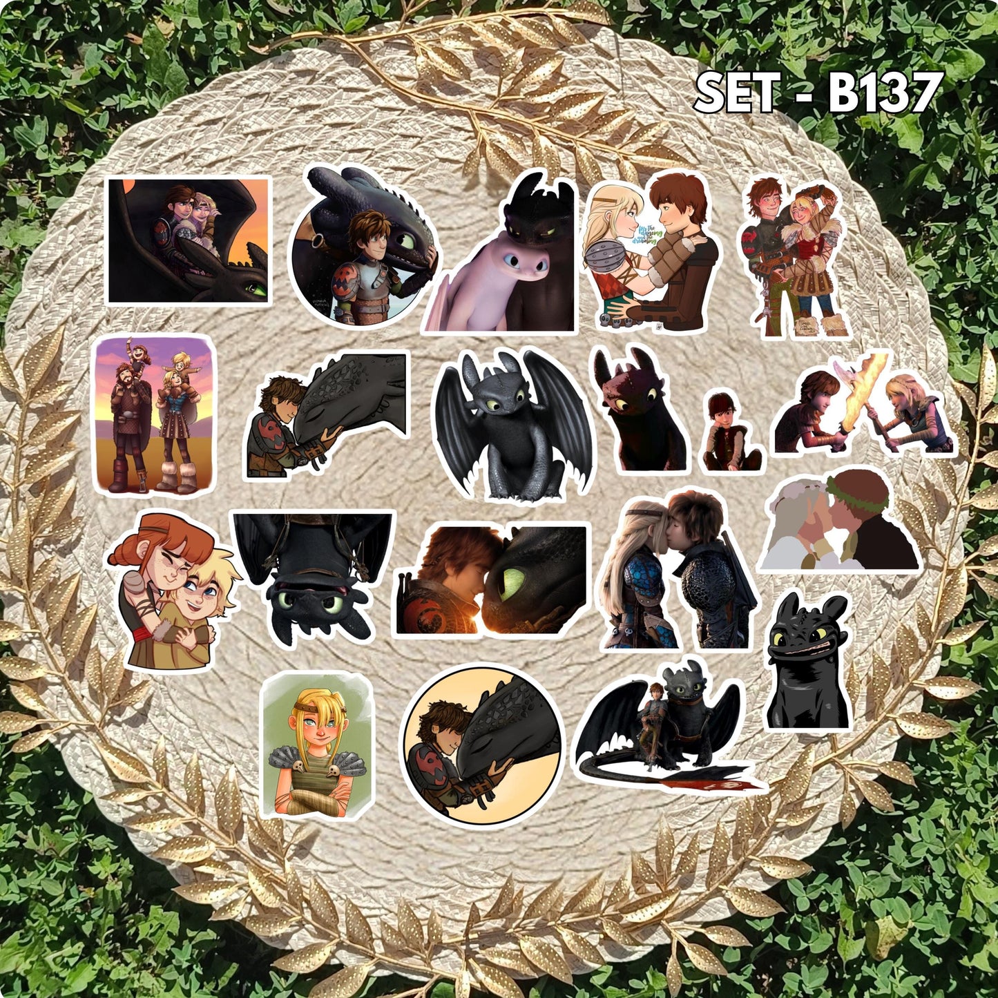 Zestaw naklejek Jak wytresować smoka / How to Train Your Dragon – Szczerbatek i Czkawka