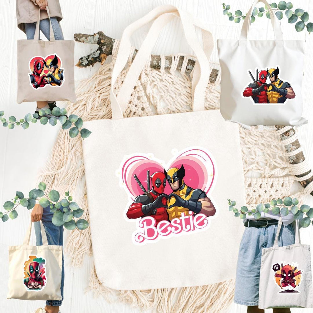 Deadpool & Wolverine Inspired Tote Bag | Superhero Cotton Bag | Marvel Parody Aesthetic Gift