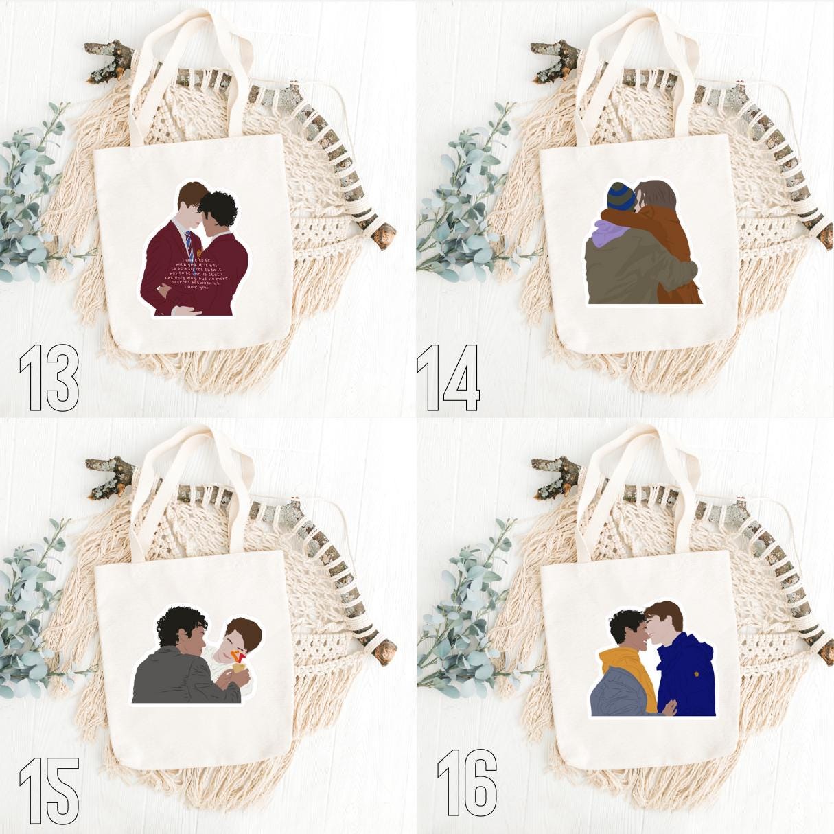 Young Royals Inspired Tote Bag | Wilhelm, Simon & Hillerska Cotton Bag | Netflix Romance Aesthetic Gift