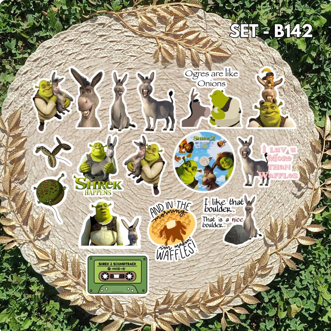 Zestaw naklejek Shrek / Shrek – Shrek, Fiona i Osioł