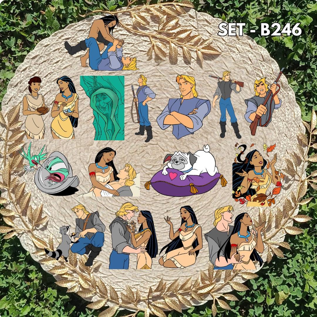 Zestaw naklejek - inspirowany Pocahontas