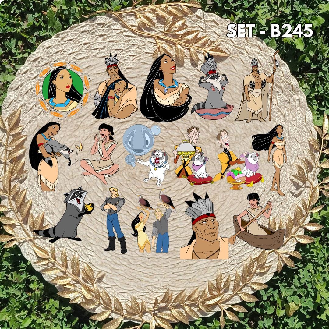 Zestaw naklejek - inspirowany Pocahontas