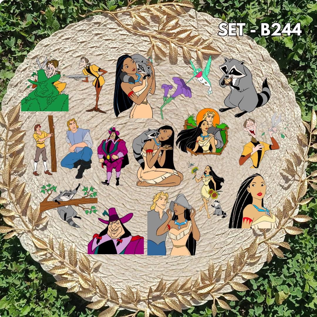 Zestaw naklejek - inspirowany Pocahontas