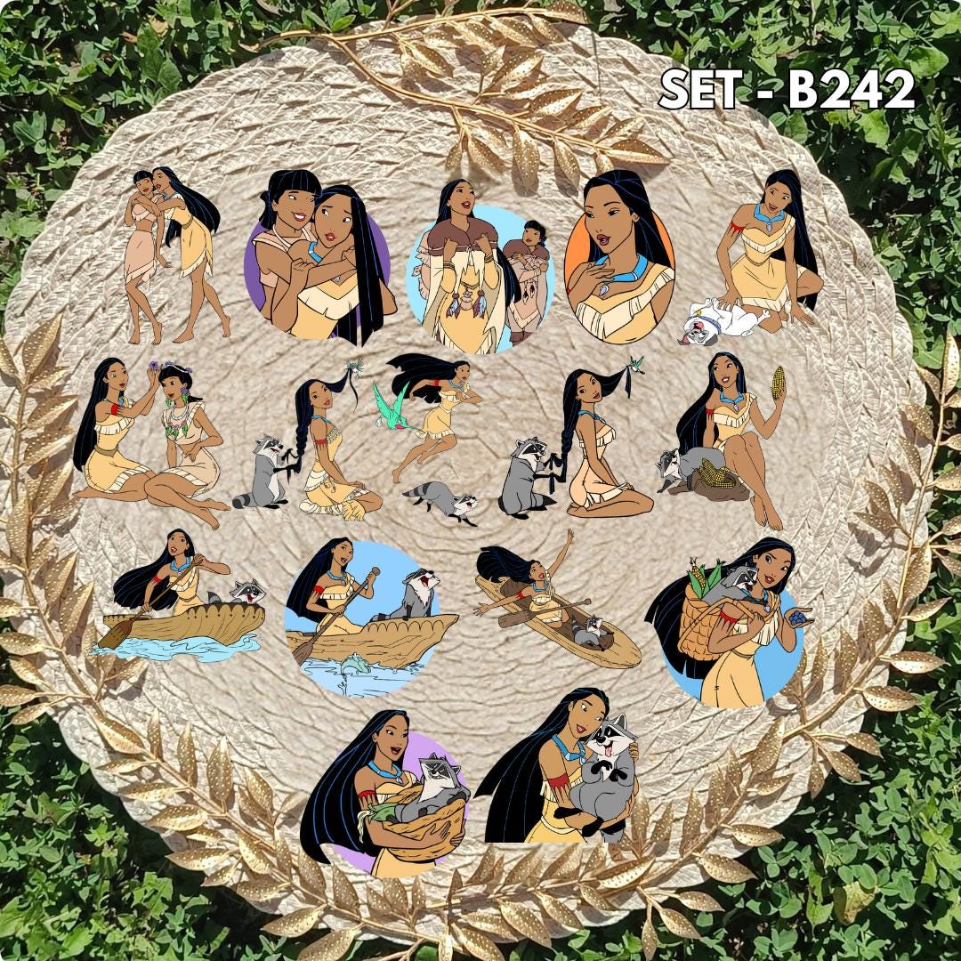 Zestaw naklejek - inspirowany Pocahontas