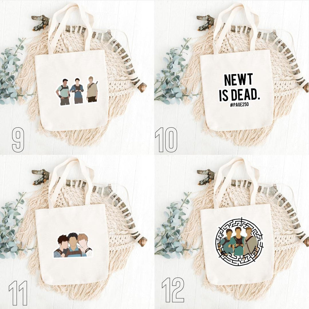 The Maze Runner, Thomas, Newt, Minho, Teresa, Gally, Frypan, Wicked, Gladers, Dylan O’Brien, Movie Series, Dystopian| Inspired Tote Bag