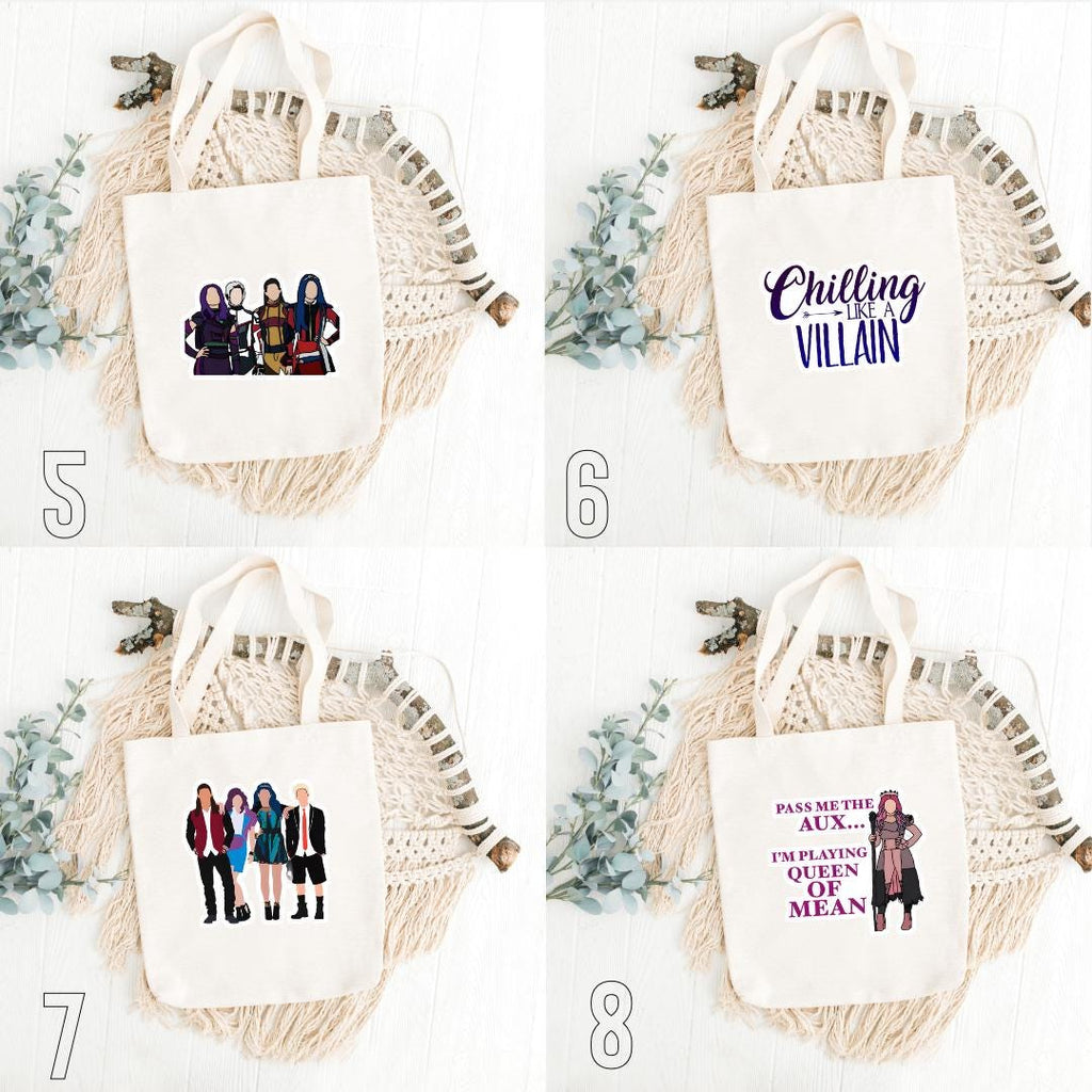 Descendants, Mal, Evie, Carlos, Jay, Uma, Ben, Audrey, Disney Movie, Isle of the Lost, VKs, Villain Kids, Magic Kingdom | Inspired Tote Bag