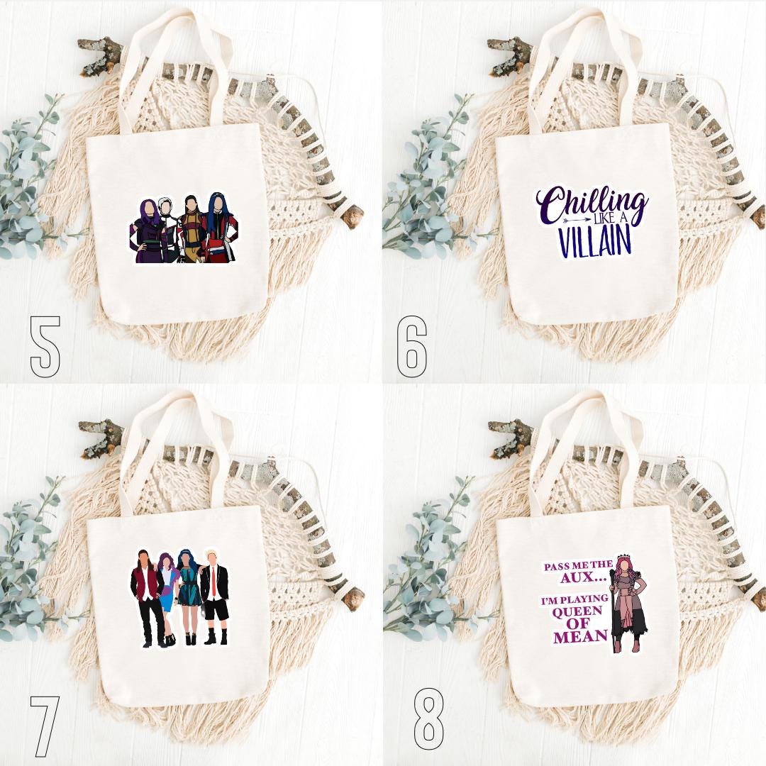 Descendants, Mal, Evie, Carlos, Jay, Uma, Ben, Audrey, Disney Movie, Isle of the Lost, VKs, Villain Kids, Magic Kingdom | Inspired Tote Bag