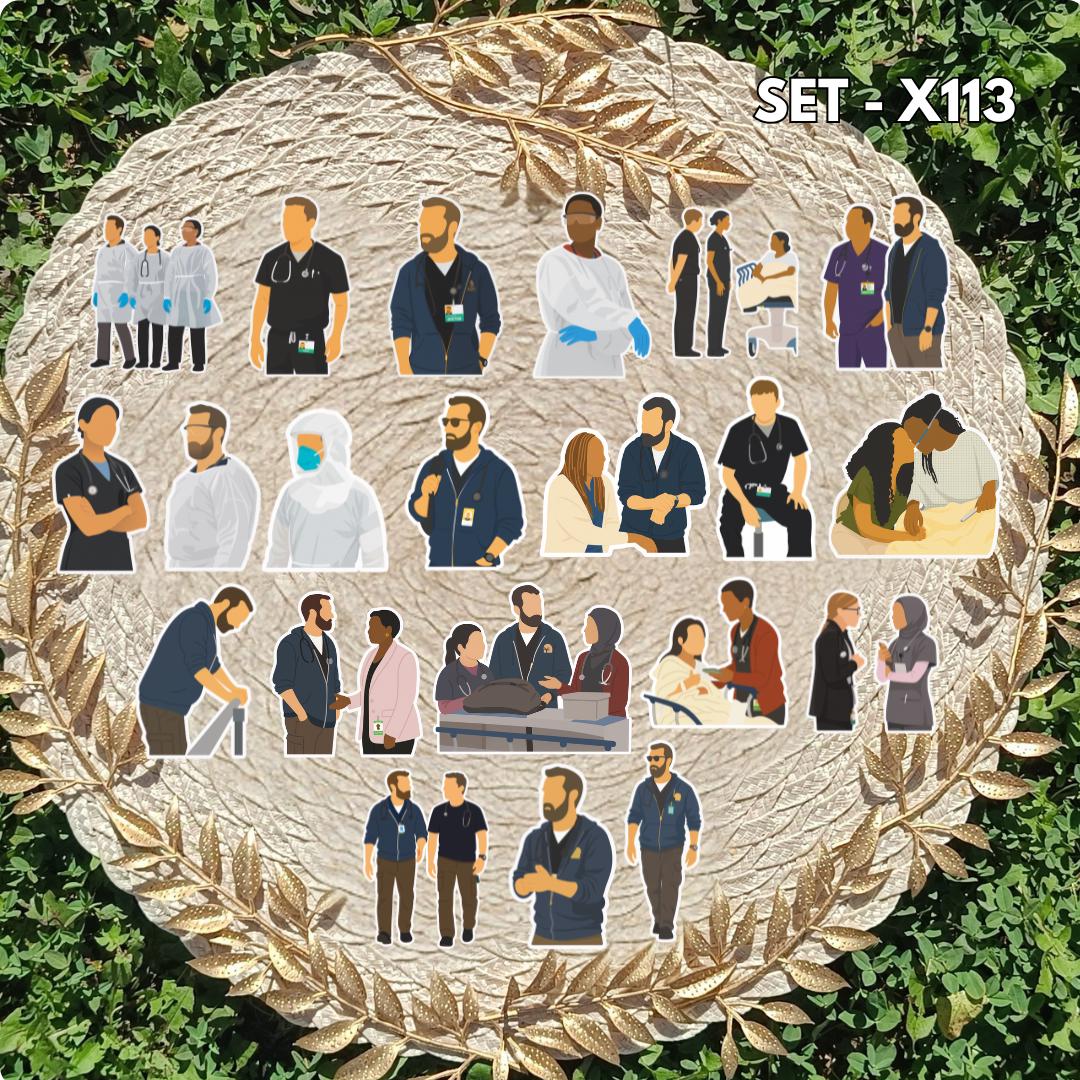 The Pitt Inspired Sticker Pack | Robby, Heather & ER Team Fan Art Vinyl Stickers