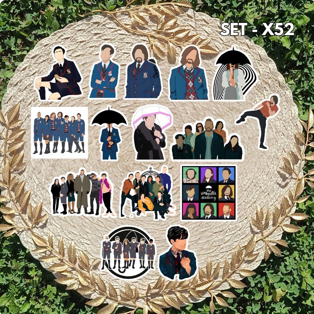 Umbrella Academy Inspired Sticker Pack | Number Five, Vanya & Klaus Fan Art Vinyl Stickers