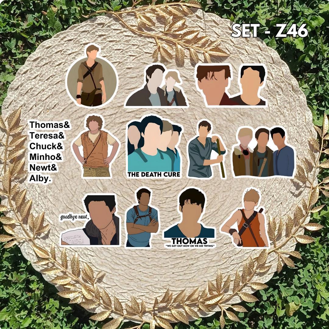 Zestaw naklejek Więzień Labiryntu / The Maze Runner – Thomas, Newt, Minho