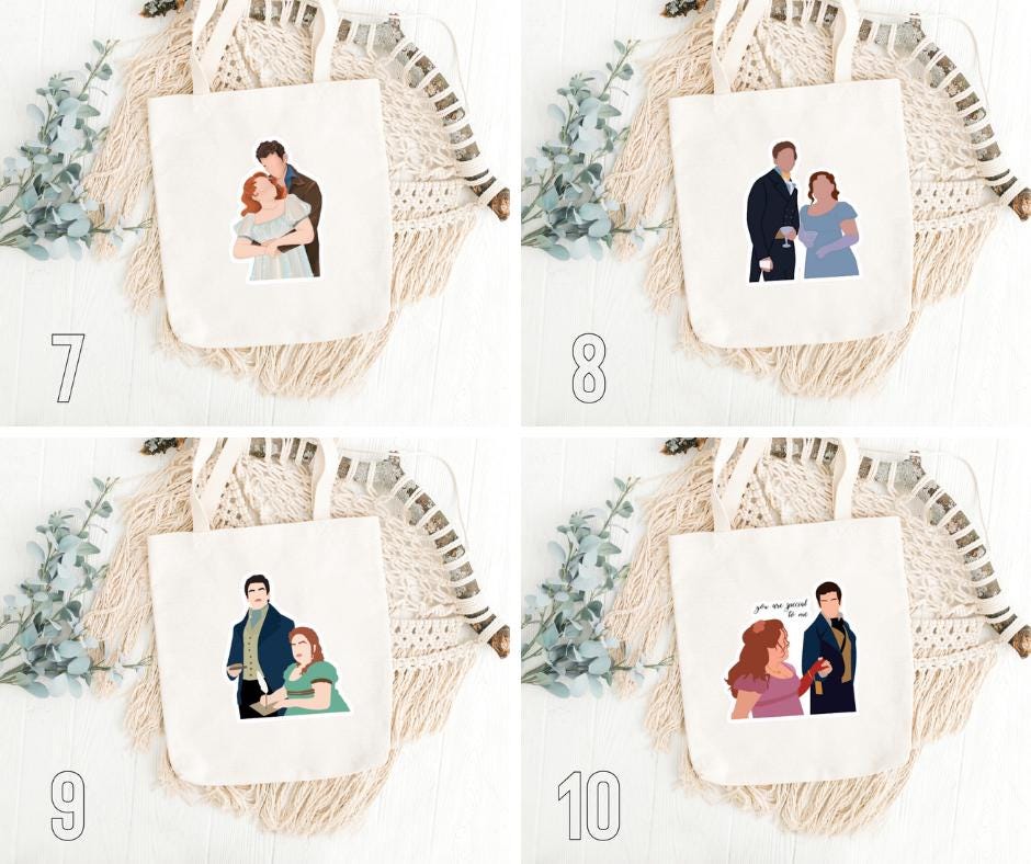 Bridgerton Inspired Tote Bag | Bookish Romance Cotton Bag | Anthony, Kate, Daphne & Penelope Aesthetic Gift