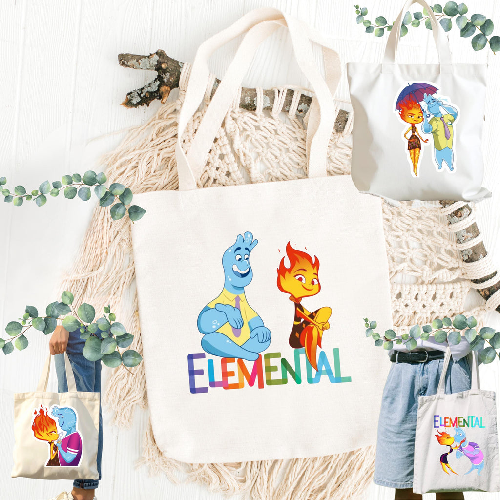 Disney Elemental Inspired Tote Bag | Ember, Gale & Lake Cotton Bag | Pixar Aesthetic Gift
