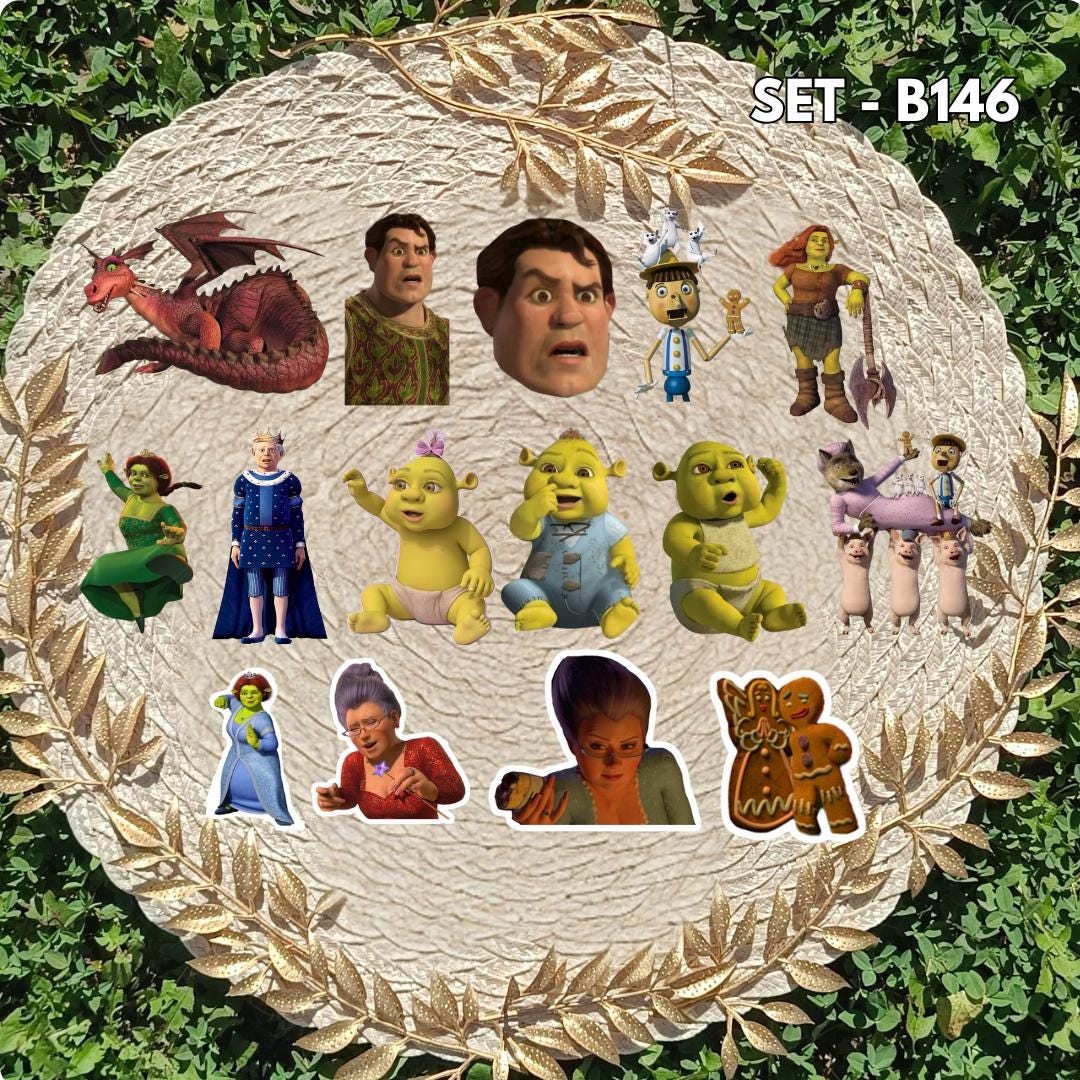 Shrek Inspired Sticker Pack | Fiona & Donkey Fan Art Vinyl Stickers