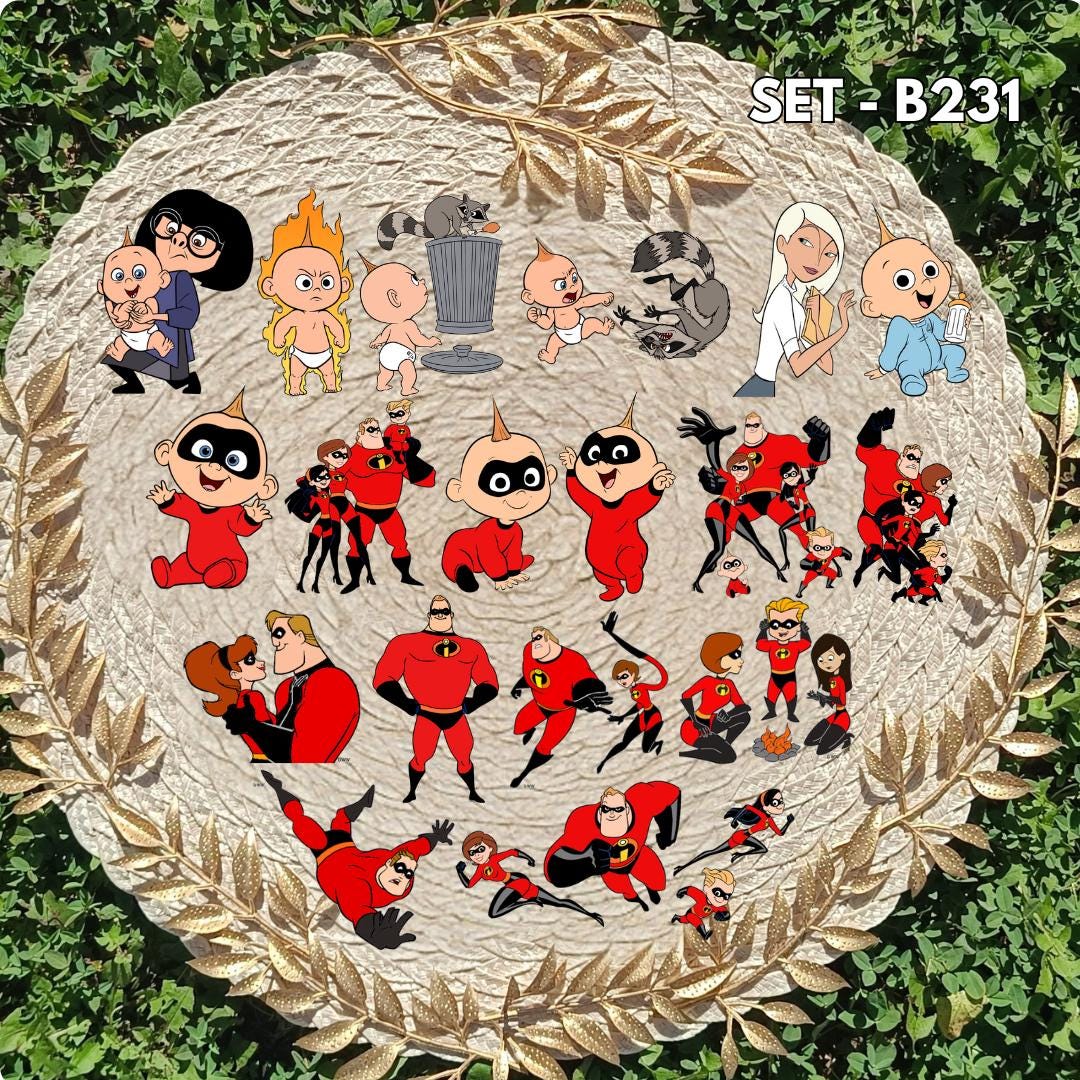 Zestaw naklejek Iniemamocni / The Incredibles – rodzina Parr