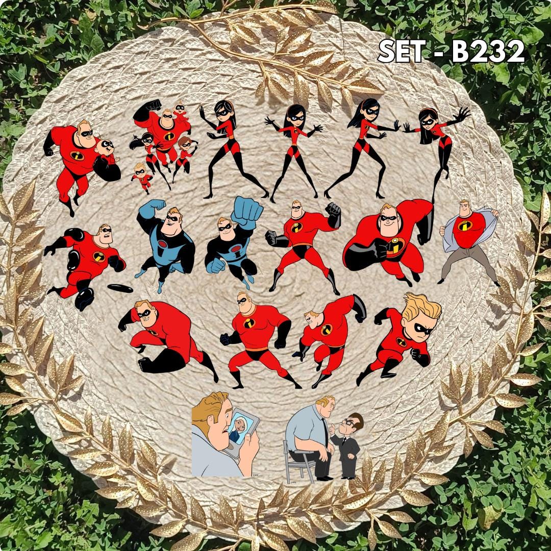 Zestaw naklejek Iniemamocni / The Incredibles – rodzina Parr