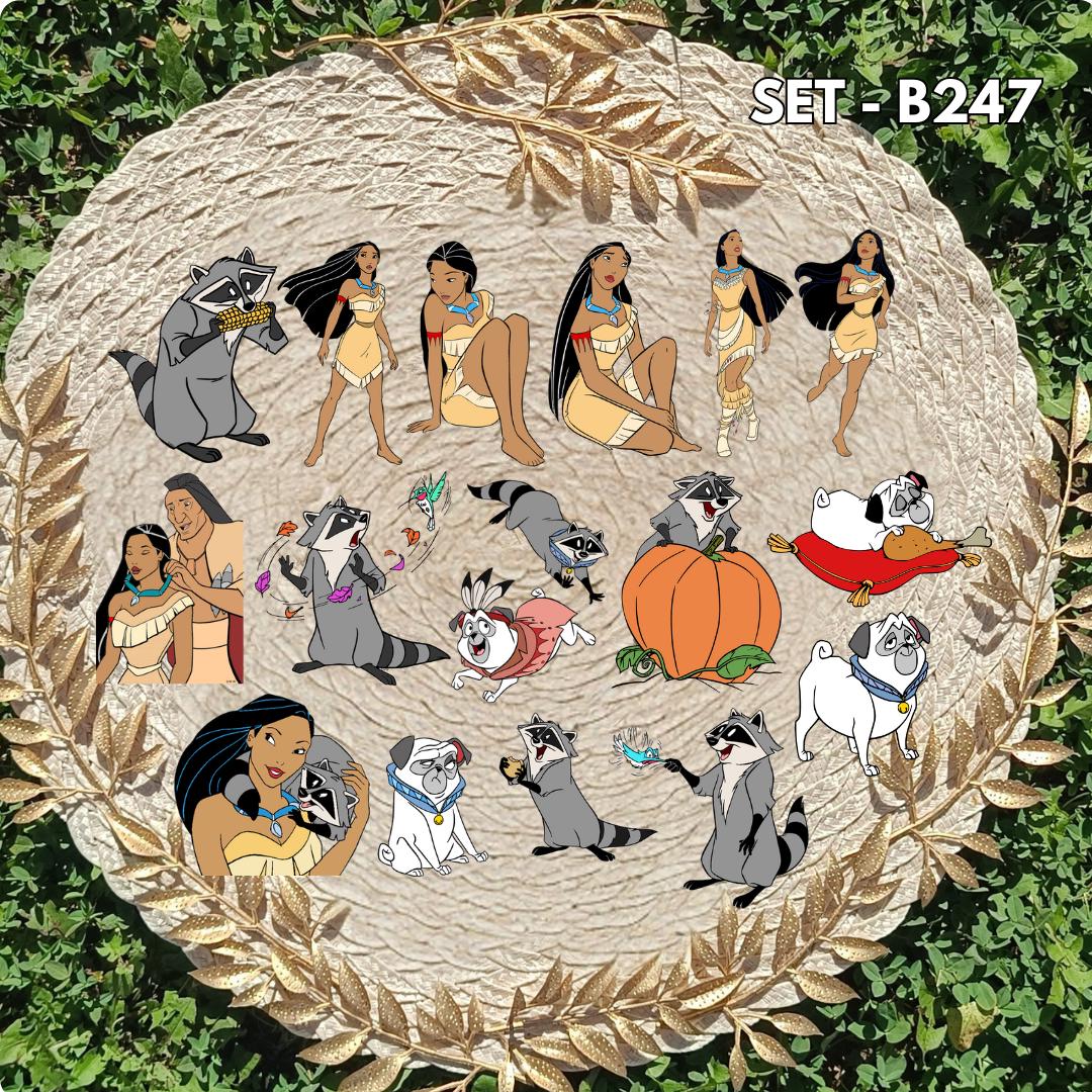 Zestaw naklejek - inspirowany Pocahontas