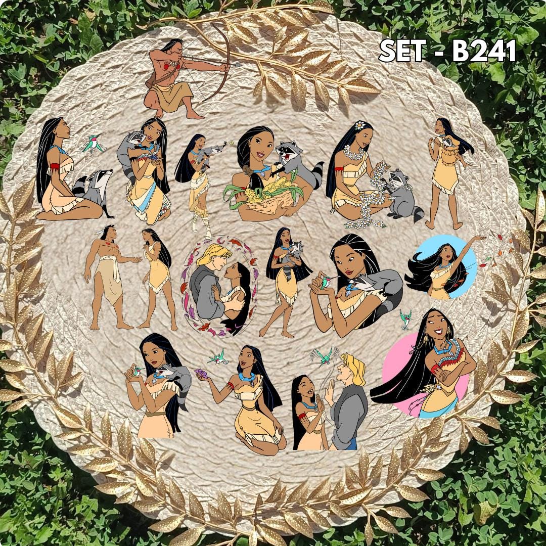 Zestaw naklejek - inspirowany Pocahontas