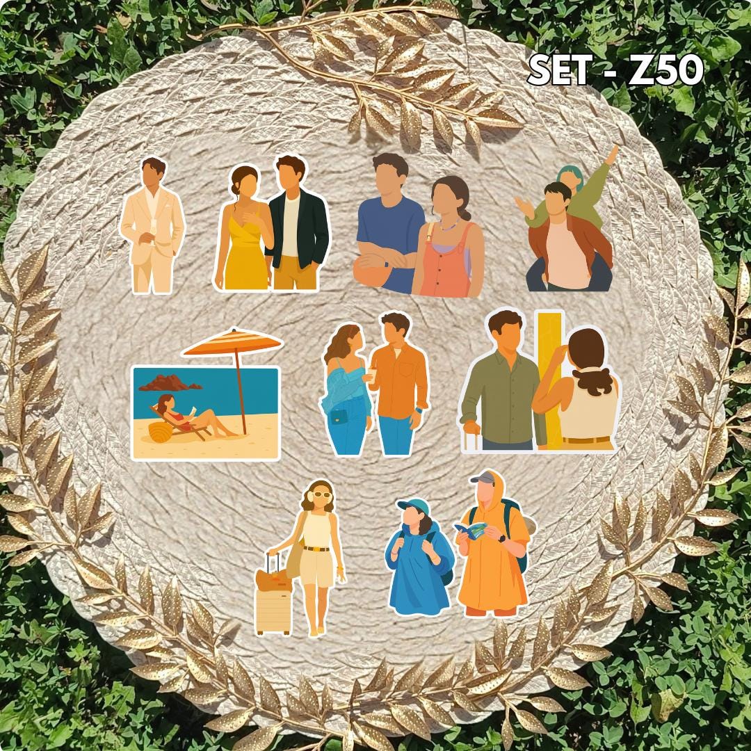 Zestaw naklejek Ludzie, których spotykamy na wakacjach / People We Meet on Vacation – Alex i Poppy