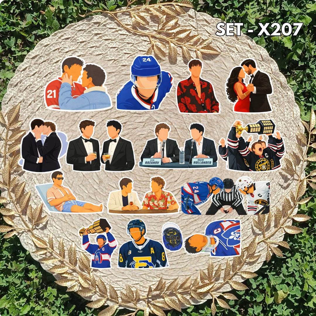 Zestaw naklejek Gorąca rywalizacja / Heated Rivalry – romans sportowy, hokej