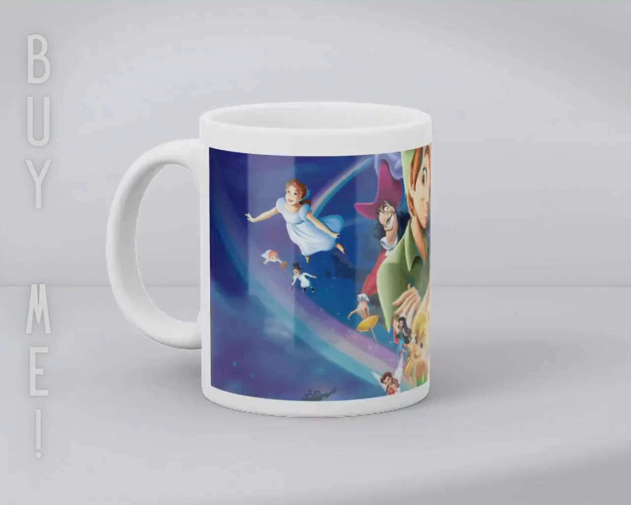 Peter Pan, Disney, Tinker Bell, Wendy Moira Angela Darling, Captain Hook, Mr. Smee, Never Land | 100% CERAMIC MUG, 11Oz = 330ml
