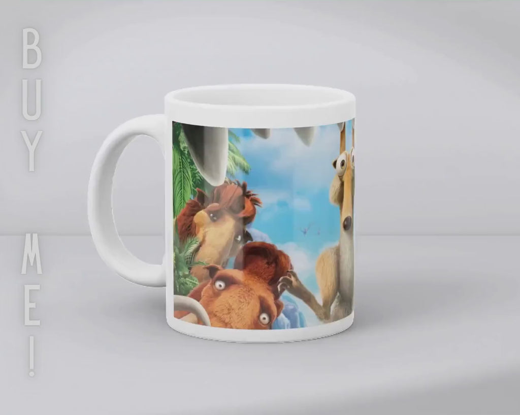 Ice Age, Disney Pack, Manfred "Manny", Sidney "Sid", Diego, Ellie, Crash and Eddie, Peaches | 100% CERAMIC MUG, 11Oz = 330ml
