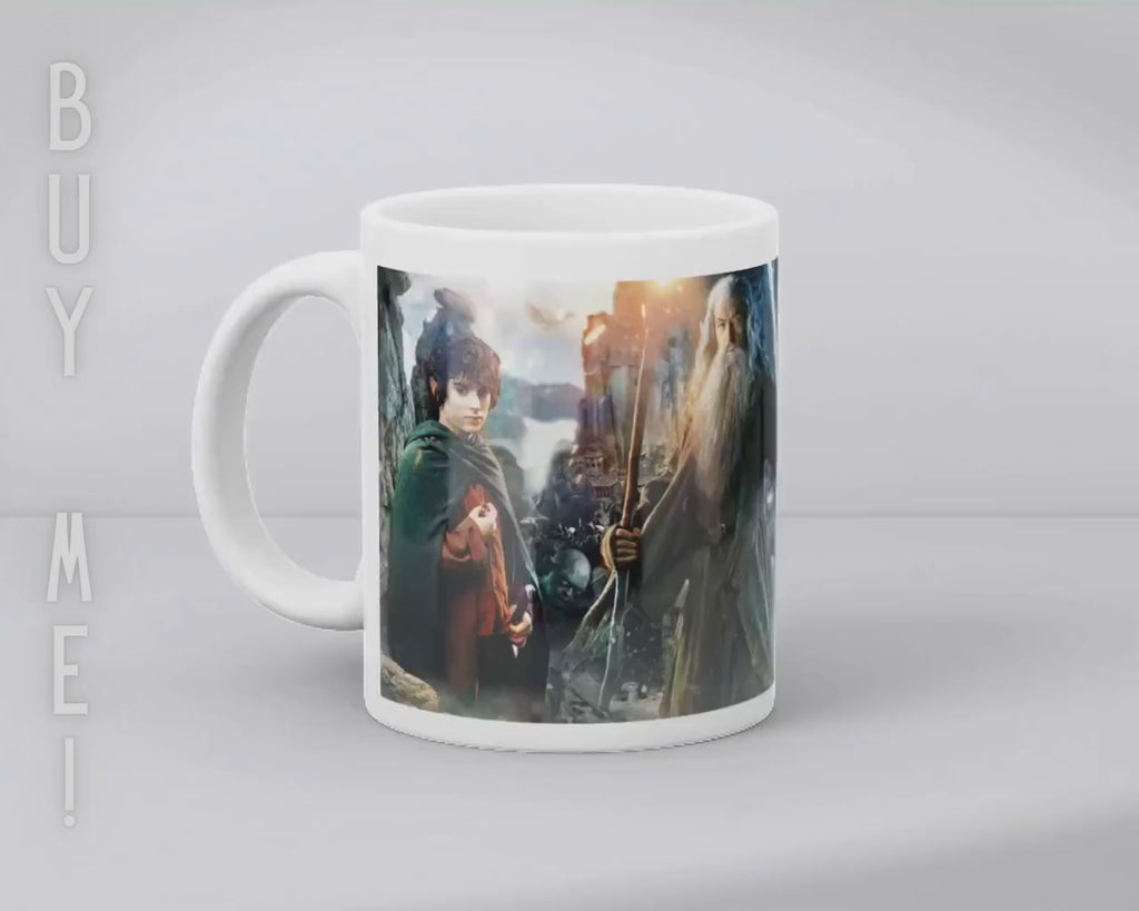 The Lord of the Rings, Frodo Baggins, Samwise Gamgee, Peregrin Took, Meriadok Brandybuck, Bilbo, Legolas | 100% CERAMIC MUG, 11Oz = 330ml